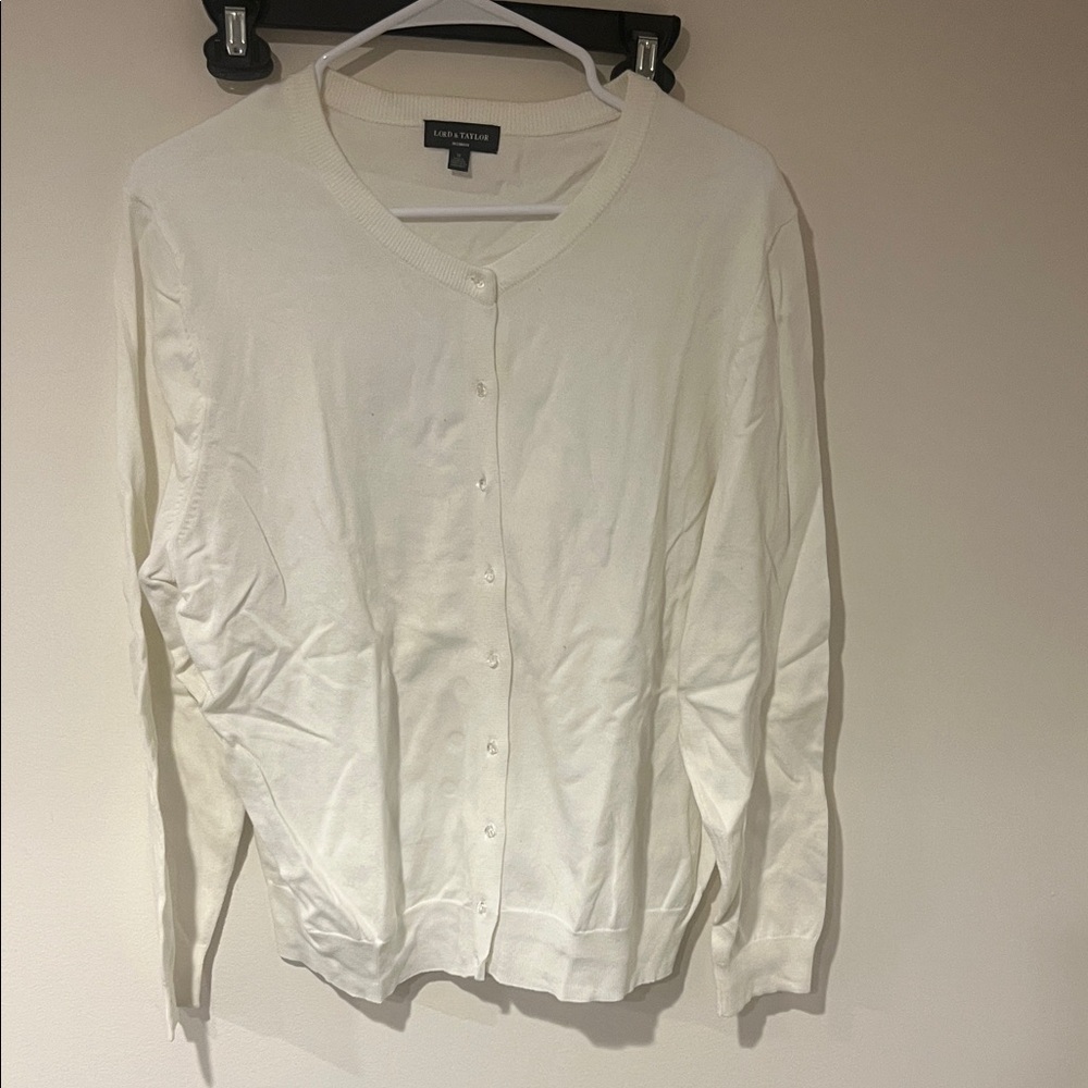 Lord & Taylor Cream Knit Sweater